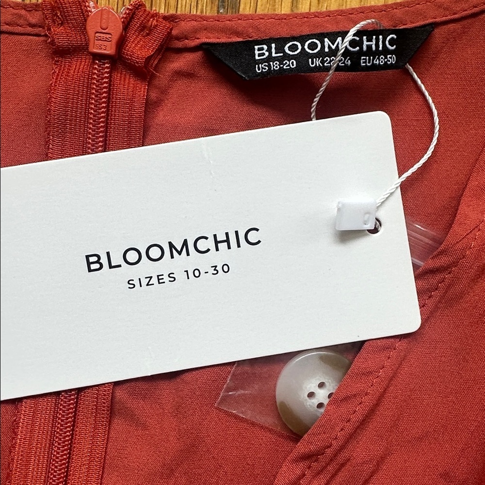 BloomChic Terracotta Button-Front Romper - Picture 4 of 7